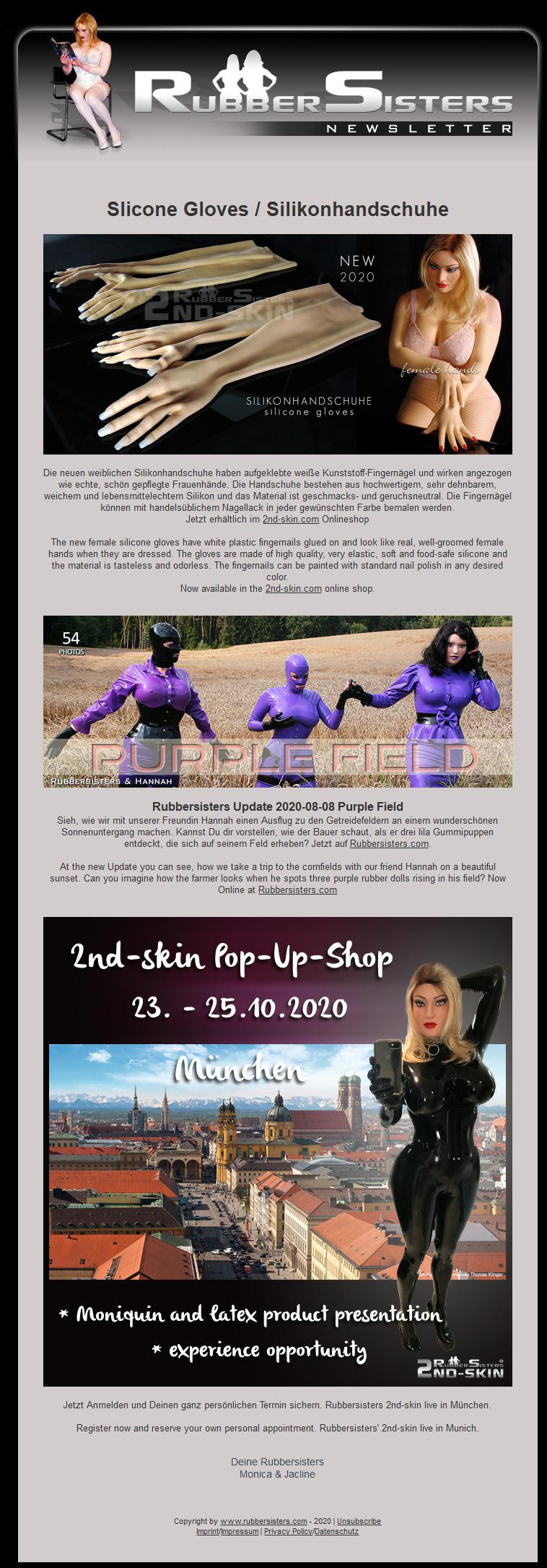 Rubbersisters / 2nd-skin - News 08/2020 - Silicone Gloves