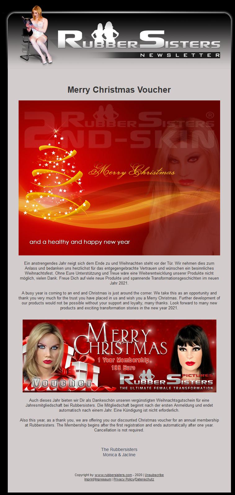 Rubbersisters / 2nd-skin - News 12/2020 - Merry Christmas